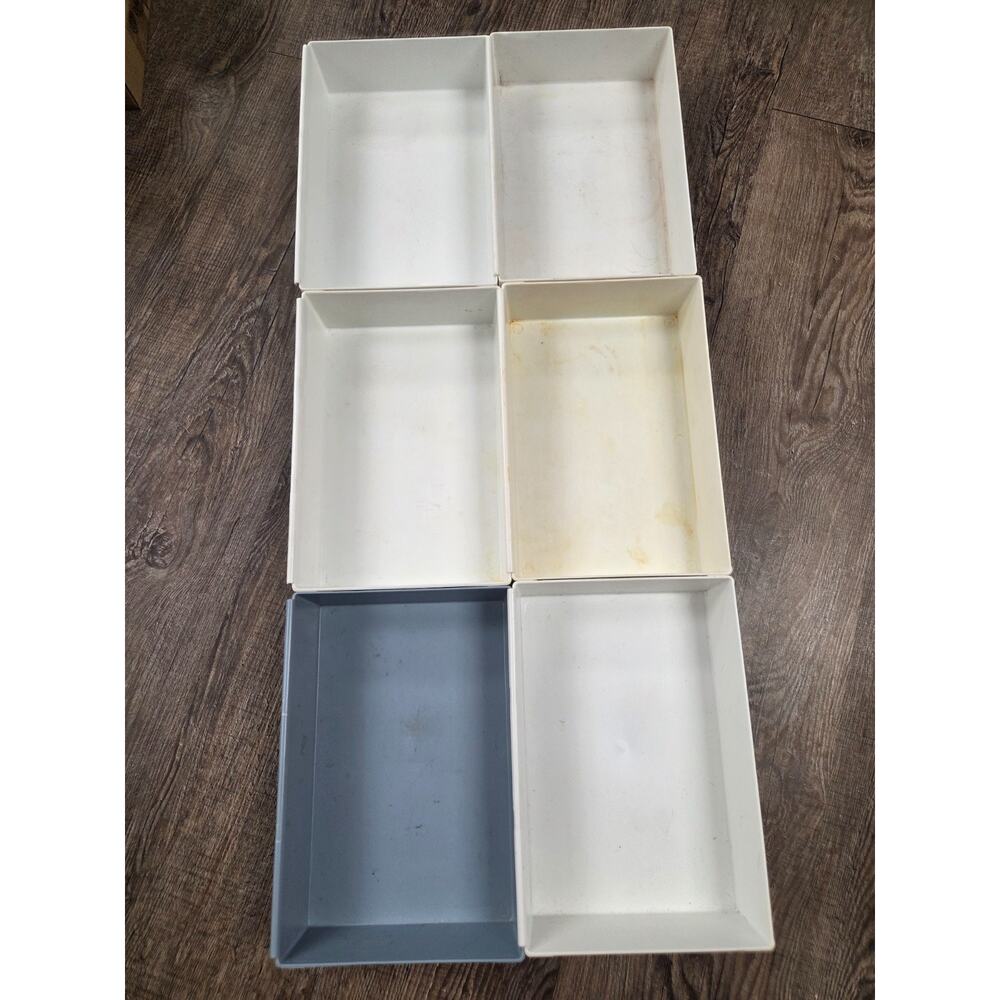 Vintage Rubbermaid 2916 Set Of 6 Instant Drawer Organizer USA White Blue
